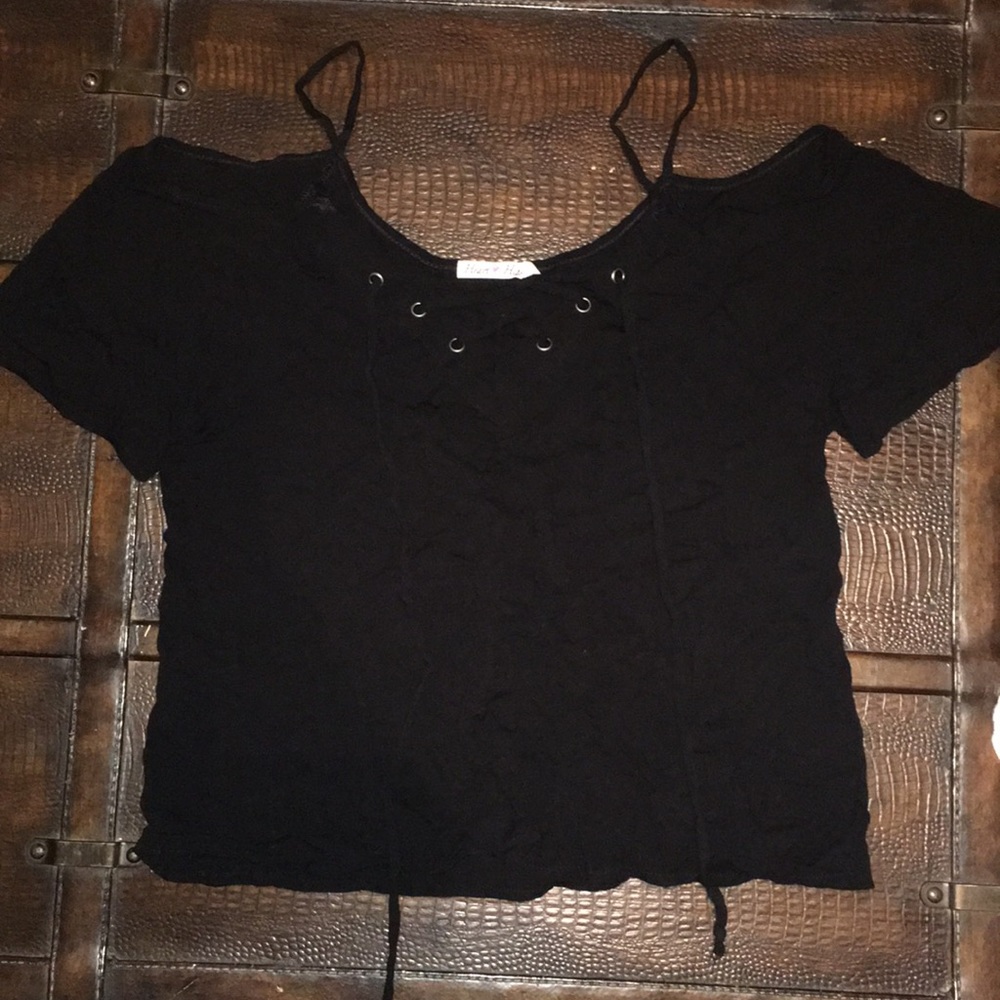 Black cold shoulder top